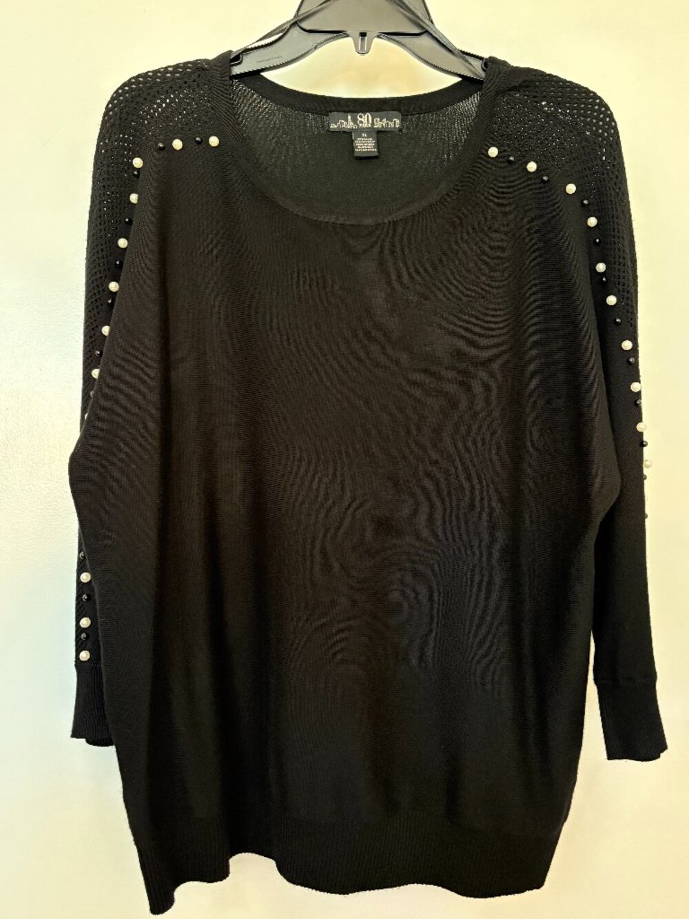 80 Park womens black lightweight 3/4 sleeve sweater size XL